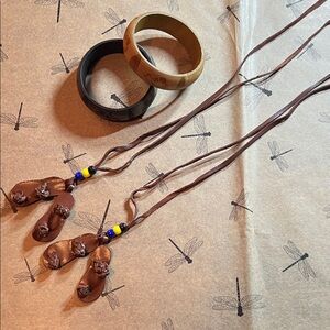 Brown Beaded Necklace and Bangle Set